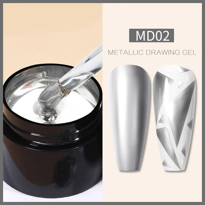 Super Bright Metallic Painting Gel Polish 5ML Gold Silver Mirror Gel Nail Polish Flower Drawing Lines French Nails