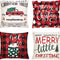 Christmas Throw Pillow Covers 18X18 Inch Set of 4 Farmhouse Christmas Tree Red Buffalo Plaid Check Pillow Covers Winter Holiday Decorative Pillowcase Cotton Linen Farmhouse Cushion Case for Sofa Couch