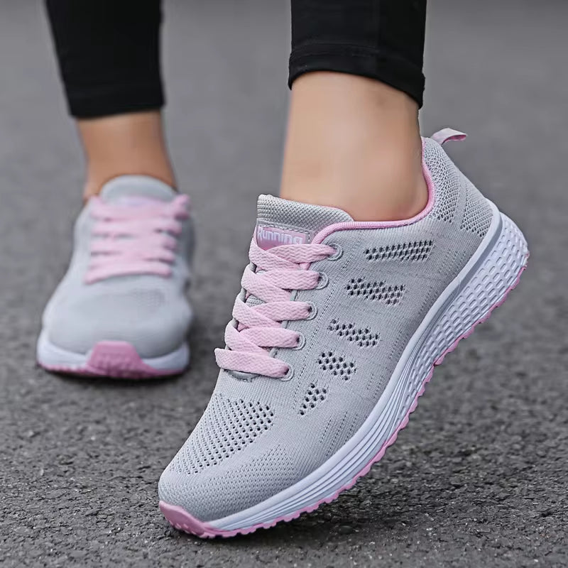 Women Casual Shoes Fashion Breathable Walking Mesh Flat Shoes Sneakers Women Gym Vulcanized Shoes White Female Footwear